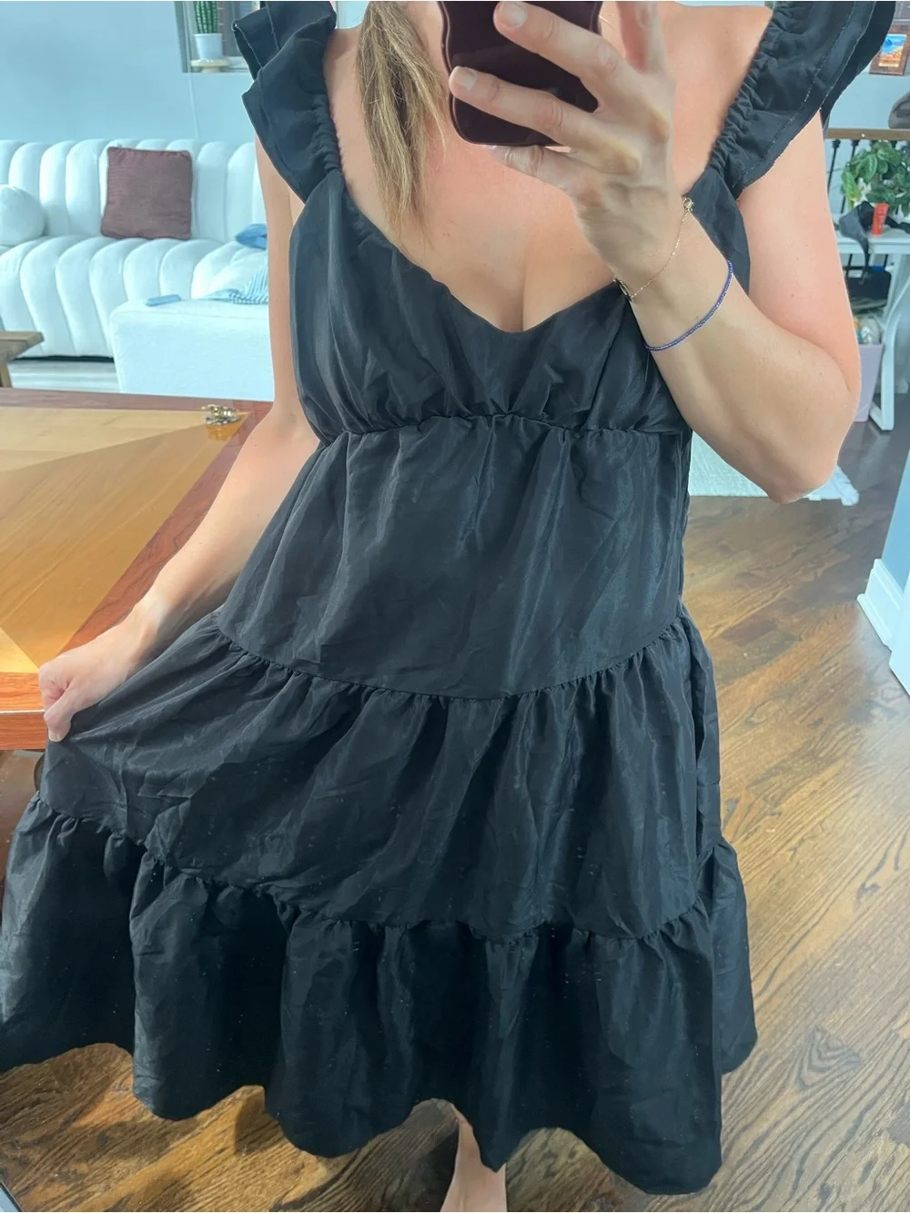 Summer Black Ruffle Strap Maxi Dress
